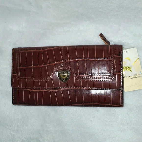 NWT Vintage Westport Collection Croc Embossed Leather Long Checkbook Wallet - Picture 16 of 16